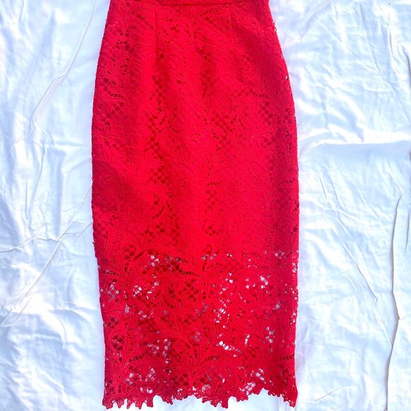 Red Hot Lace Strapless Dress - Picture 2 of 6